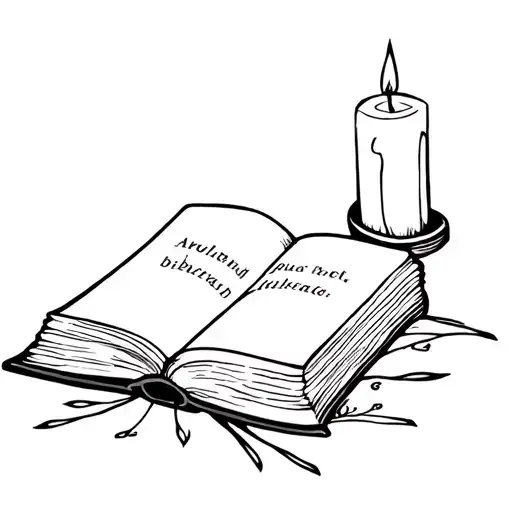 candle and bible book tattoo design idea