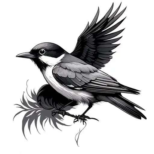 Shrike fine line fears but beautiful tattoo design idea