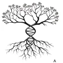 Tree with DNA strand-shaped roots symbolizing life tattoo design idea