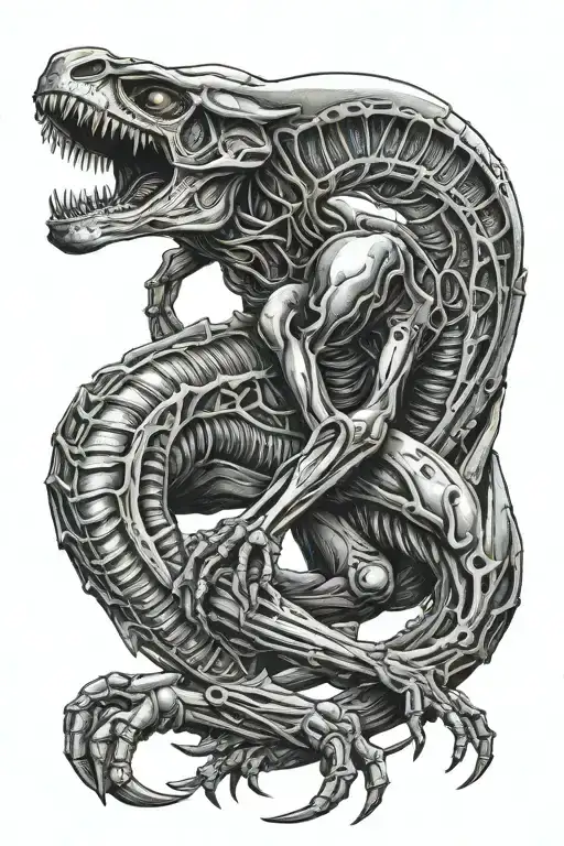  i want to get a xenomorph crawling down my upper left arm, its tail at my shoulder and its head below my elbow, with sp tattoo design idea
