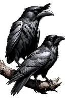 2 ravens Huginn and Muninn tattoo design idea
