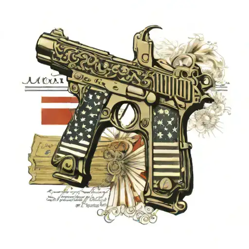 1911 Pistol American flag bible US constitution tattoo design idea