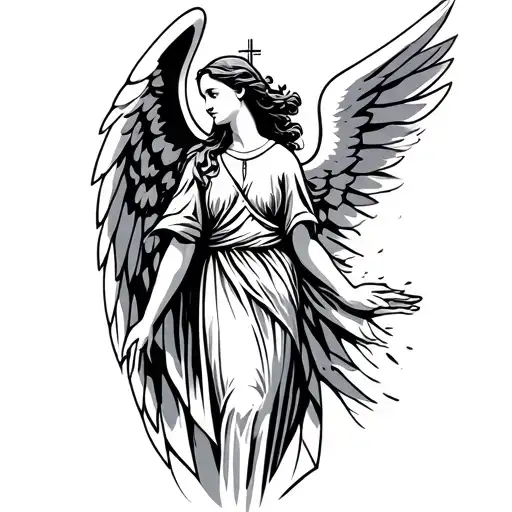 tattoo inspered with Christian angel, weak, kind, strong mother, beautiful, smart, comfortable, mother of 3 deceased chi tattoo design idea