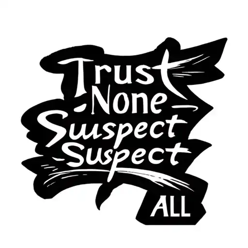 Trust None Suspect All quote written tattoo design idea