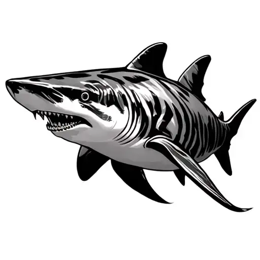 tiger shark swimming tattoo design idea