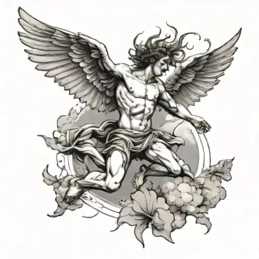 icarus falling from sky tattoo design idea