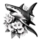 shark made from foxglove flowers blooming tattoo design idea