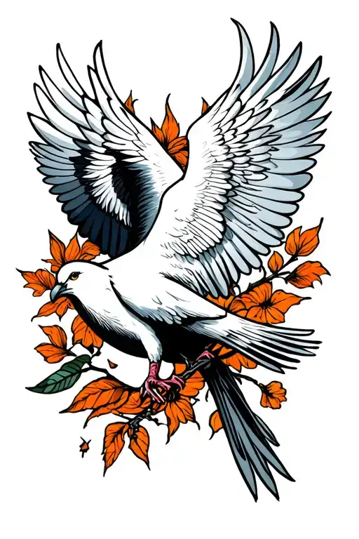 doves cross tattoo design idea