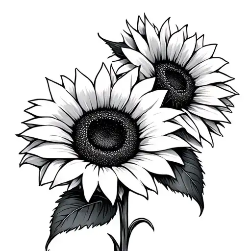 2 sunflowers with 1111 tattoo design idea
