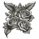 roses crowns symbolising king, queen, prince and princess  tattoo design idea