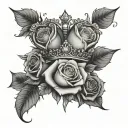 roses crowns symbolising king, queen, prince and princess  tattoo design idea