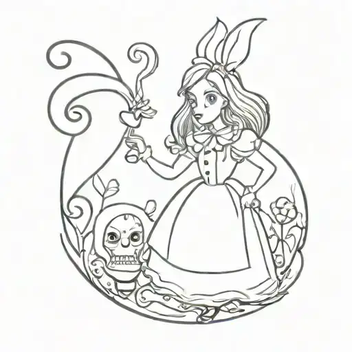 alice in wonderland scary tattoo design idea