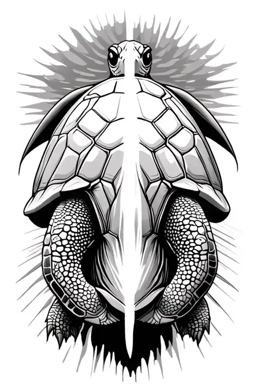 turtle blending with existing audio waveform  tattoo design idea