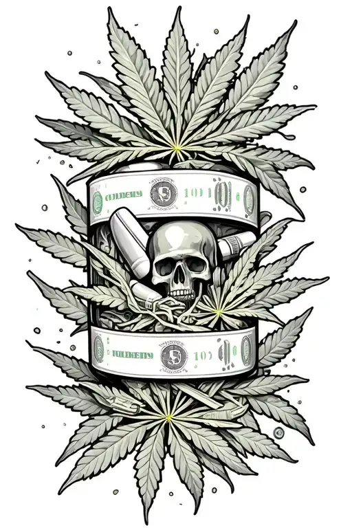 money weed and drugs  tattoo design idea