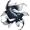 koi fish swimming gracefully tattoo design idea