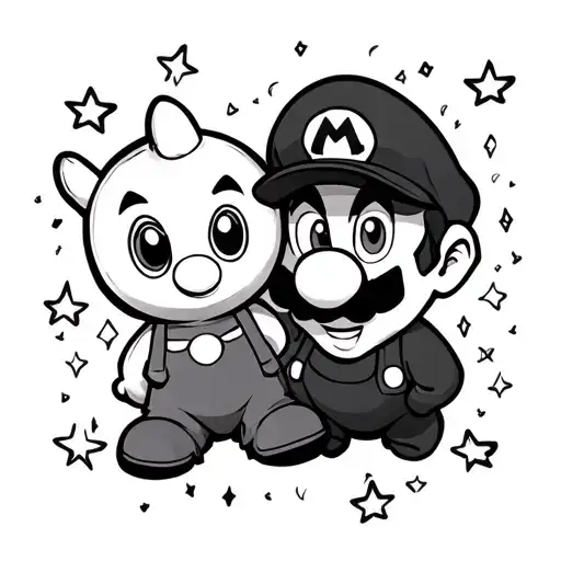 boo and stars mario tattoo design idea