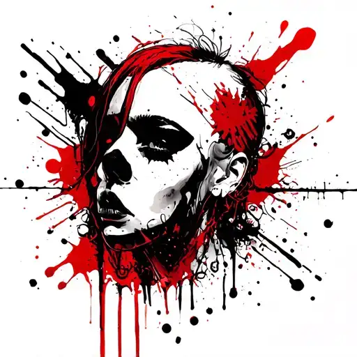 trash polka style mixed with cyber sigilism trap metal emo trap tattoo design idea