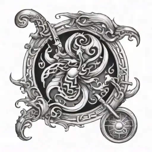 cancer gemini glyph combined together tattoo design idea