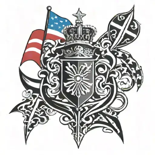 usa flag, Dutch flag, Scotland flag intertwined tattoo design idea