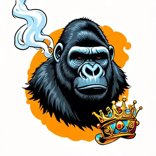 King Gorilla Smoking tattoo design idea