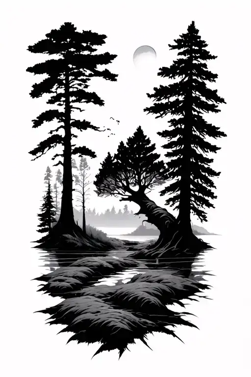 environmental symbols like trees tattoo design idea