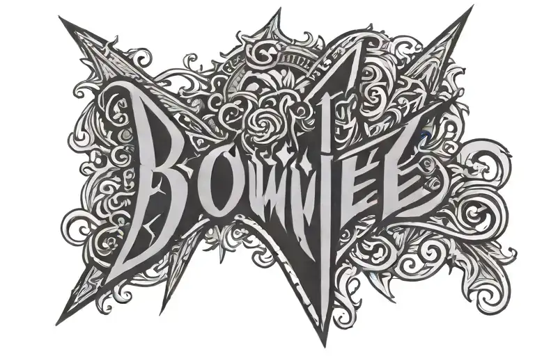 “Property Of Bowie” gothic style lettering only tattoo design idea