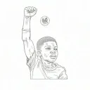 a young african boy raising his fist in the air. black power hair tattoo design idea