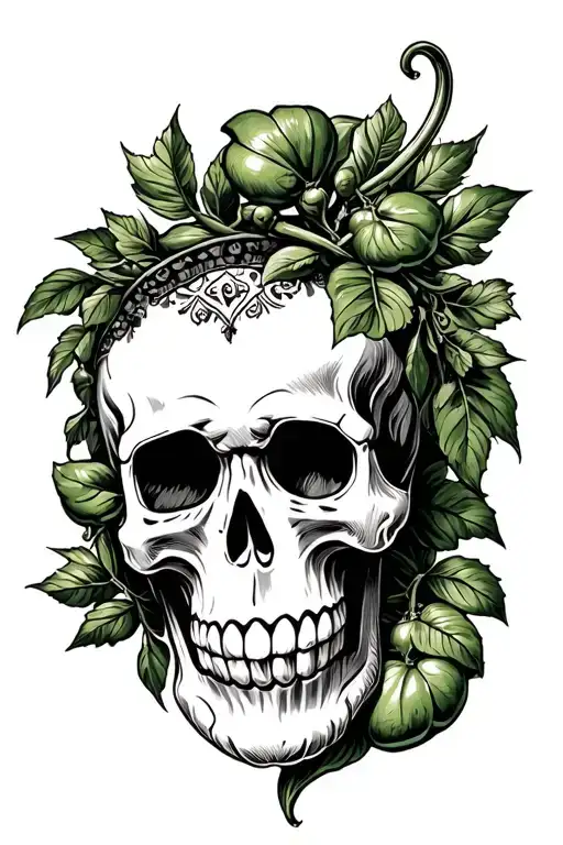 Mexican skull jalapeno tattoo design idea