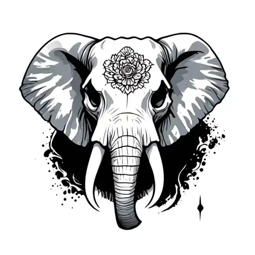 elephant skull tattoo design idea