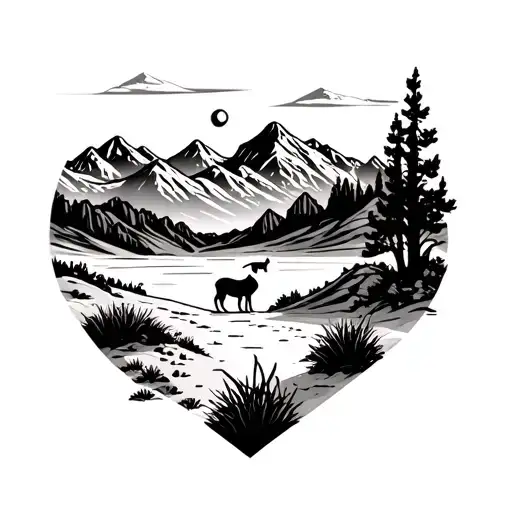 something that shows Nevada's landscape desert, Spring Mountains, and beautiful animals tattoo design idea