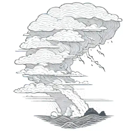 Lightning storm clouds and crashing waves tattoo design idea