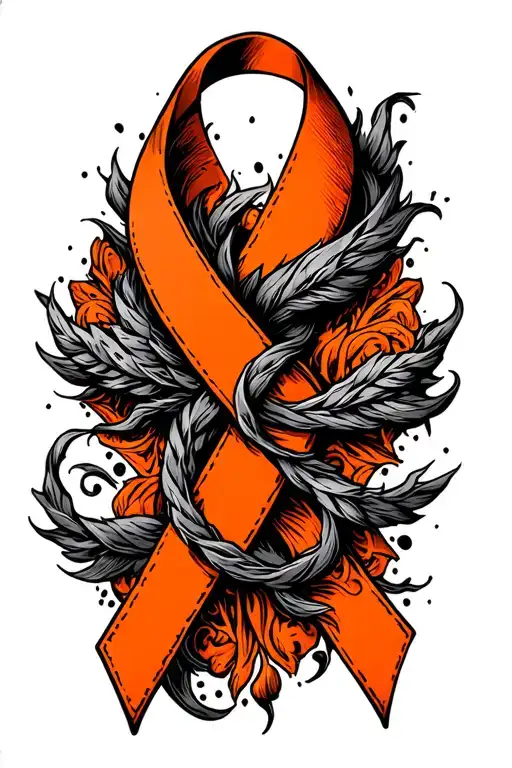 kidney cancer orange ribbon on a design representing roman strength tattoo design idea