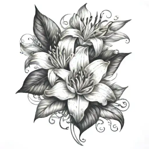 lily, rose, Ray of sunshine tattoo design idea