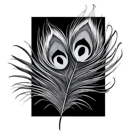 music heart peacock feather swirls tattoo design idea