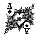 A initial with ace card with heart and flowers intertwined tattoo design idea