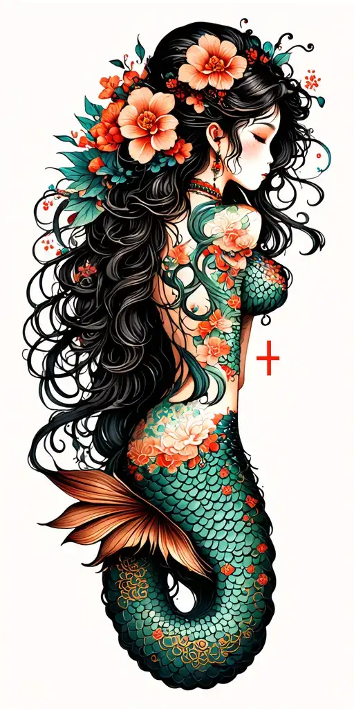 mermaid tattoo design idea