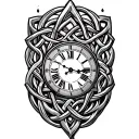 Celtic trinity knot clock face tattoo design idea