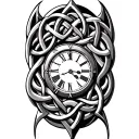 Celtic trinity knot clock face tattoo design idea