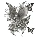 the name maisie with butterfly wings coming off it  tattoo design idea