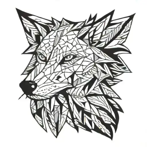 geometric  viking wolf tattoo design idea