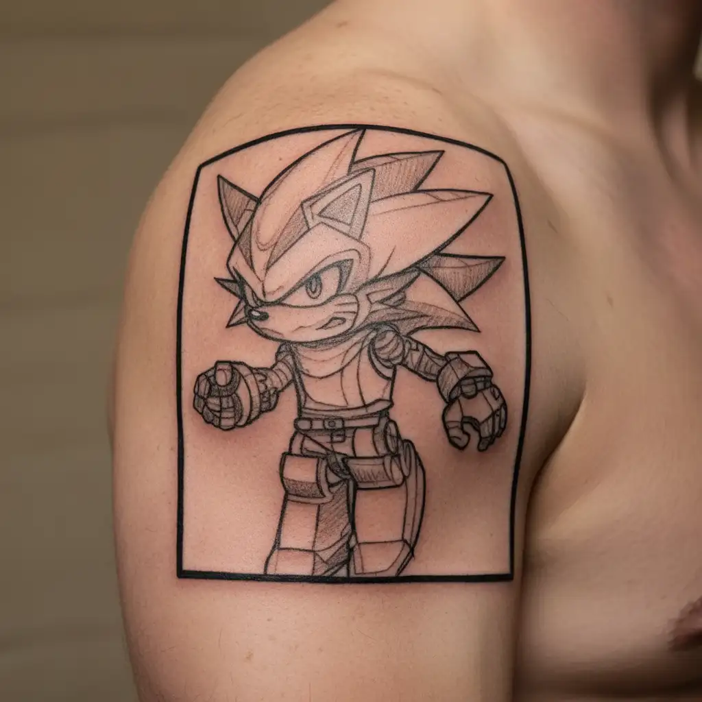 Shadow the Hedgehog as a Lego figure tattoo design idea