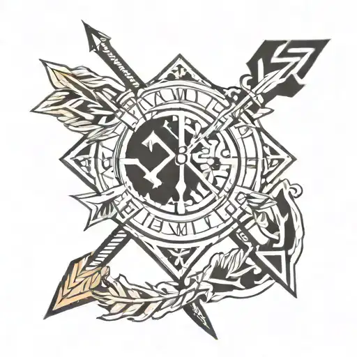 3 sons with roman numeral 6 and arrows tattoo design idea