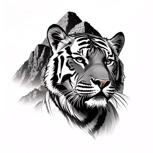 Machu Picchu and tigers tattoo design idea