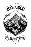 2000 written inside surrounded my mountain tattoo design idea