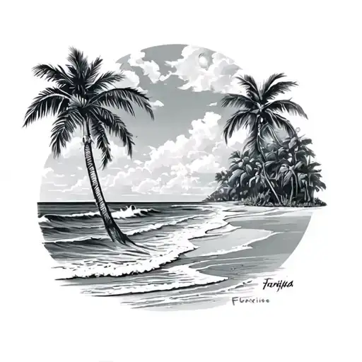 Florida beach theme arm sleeve tattoo design idea