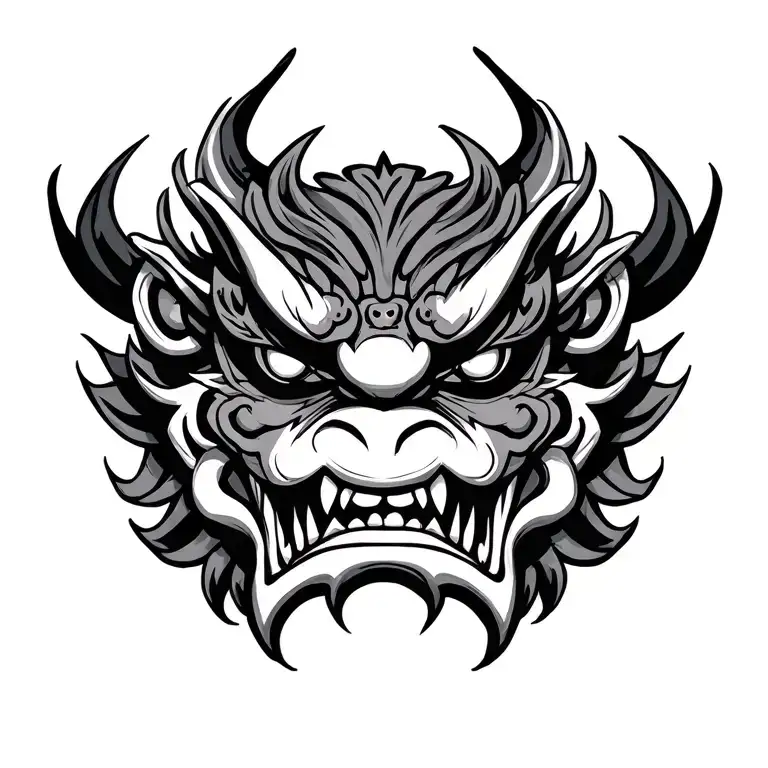 japanese demon mask tattoo design idea