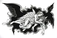 angel falling tattoo design idea