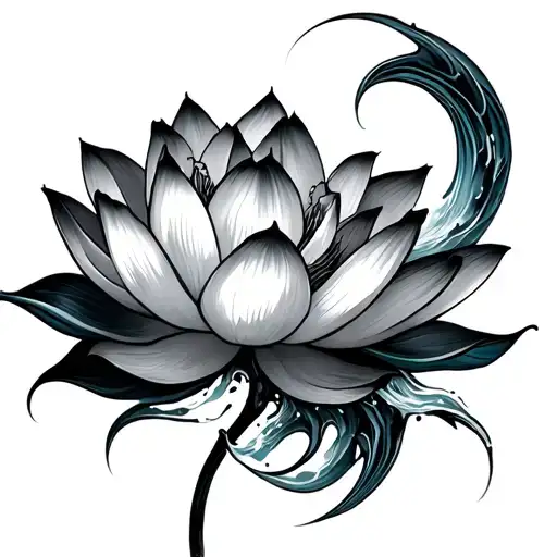 Lotus Flower with ocean wave forming the shape tattoo design idea