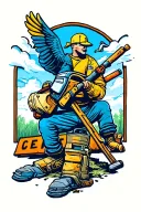 lineman work and duck flying tattoo design idea