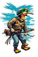 lineman work and duck flying tattoo design idea